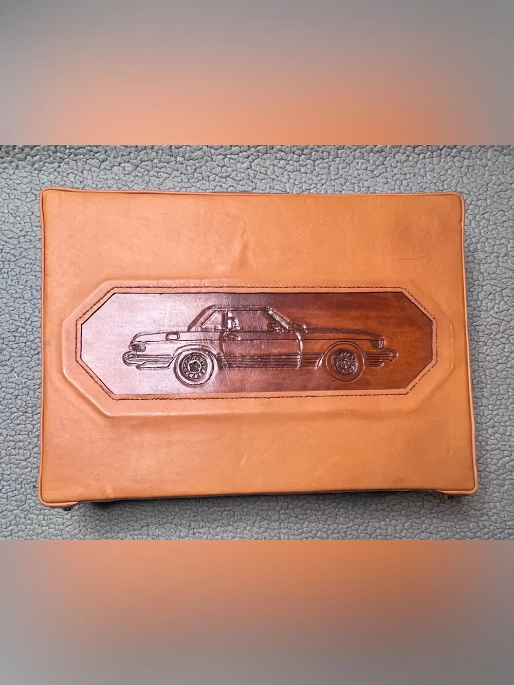 Vintage Custom Mercedes-Benz R107 SL-Class Design Leather Briefcase Brown 20 In
